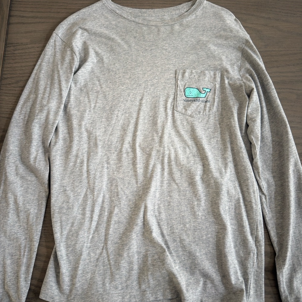 Vineyard Vines Gray Shirt Mens Large Front Pocket Long Sleeve Size M
